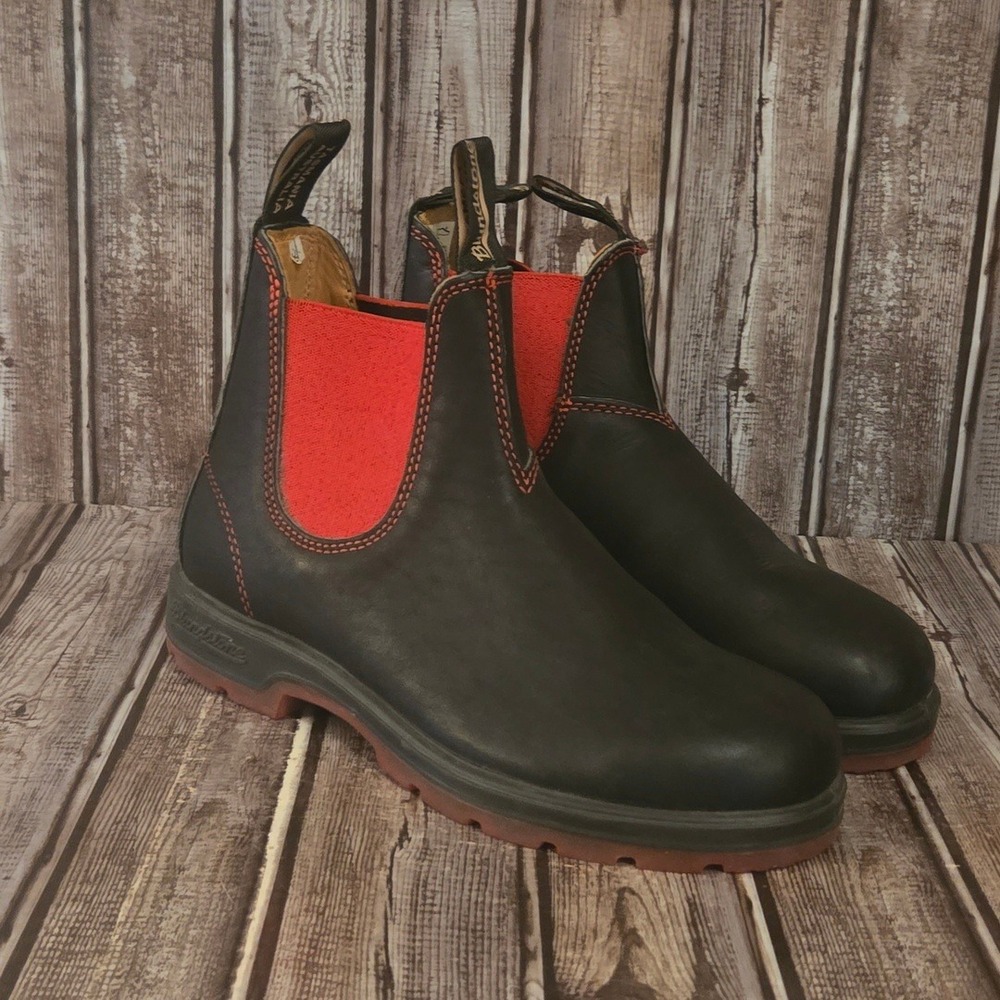 Sz 5 AU /8 US Womens Blundstone BL1316 Classic 550 Black Red Chelsea Work Boots